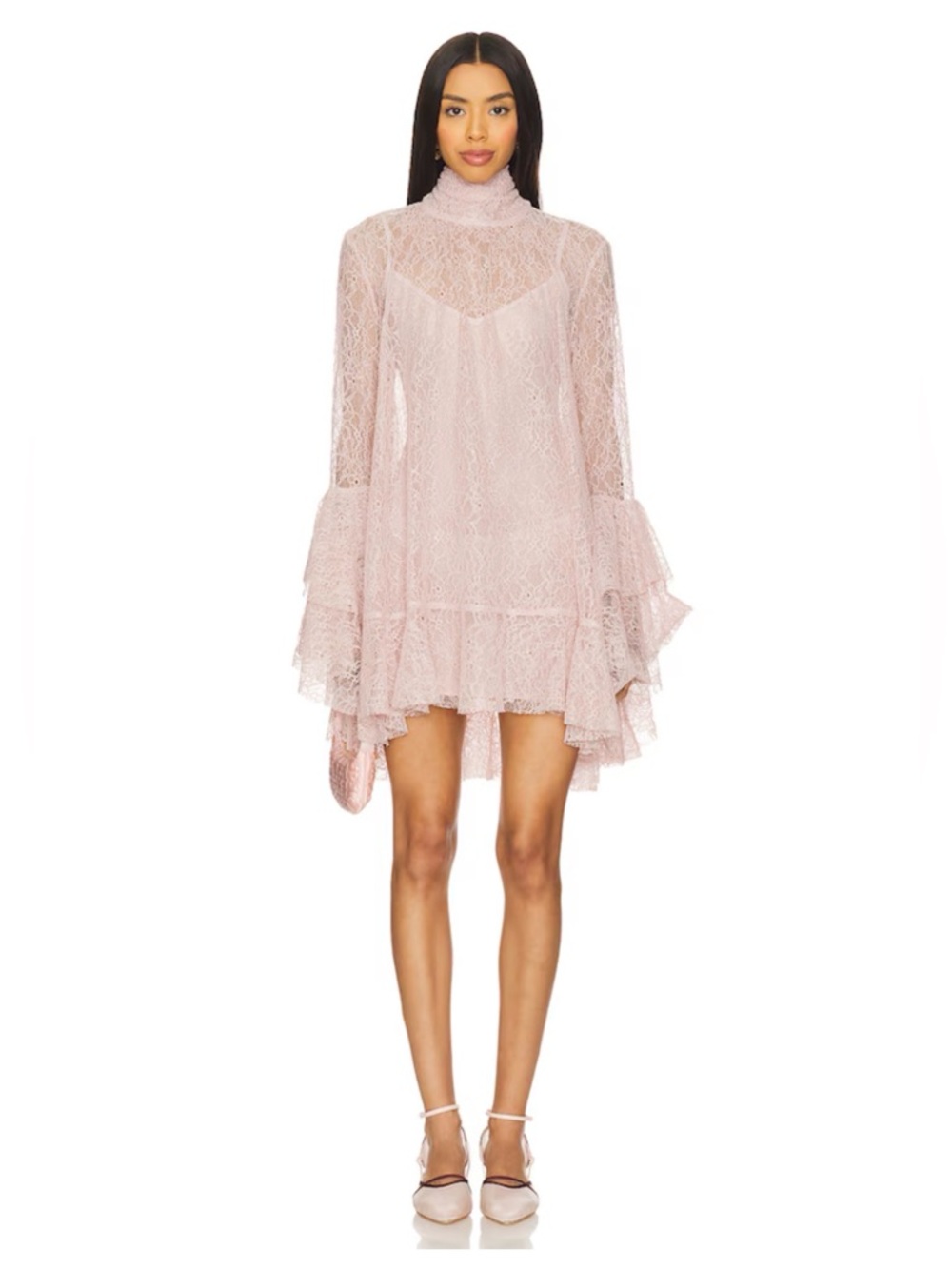 Camila Coelho Norma Mini Dress in Dusty Pink